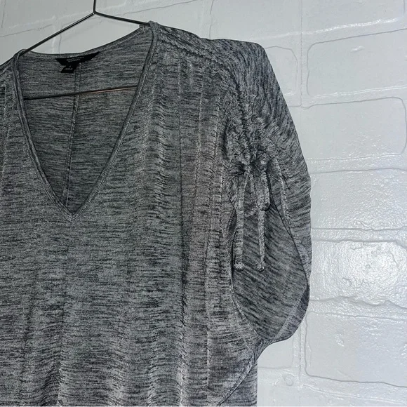 Simply Vera Vera Wang Womens Gray Ruched Sleeve Blouse Office Top Business Large - Picture 2 of 5